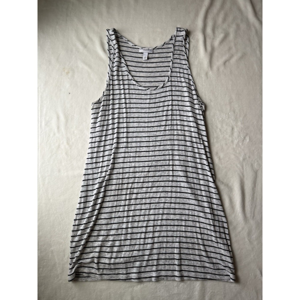 Liz Lange Maternity Striped Ribbed Tank Top Black White Summer Casual Size XL